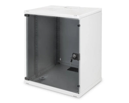 12U wandkast, SOHO, ongemonteerd 540x400x595mm, volledig glazen voordeur, grijs - Networkdiscount.com