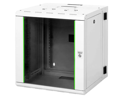 12U wandkast, Unique, 600x600x643 mm dubbel sectie, zwenkbaar, grijs (RAL 7035) - Networkdiscount.com