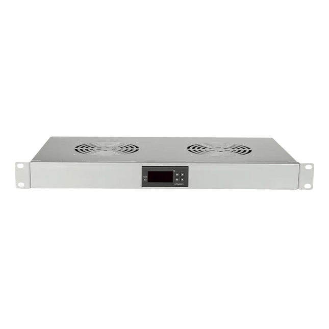 1U ventilatorunit met 2 ventilatoren, grijs 19 Inch - Networkdiscount.com