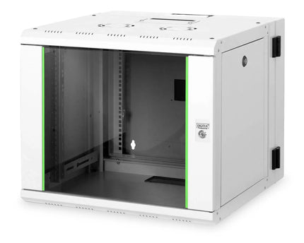 9U wandkast, Unique, 600x600x509 mm dubbel sectie, zwenkbaar, grijs (RAL 7035) - Networkdiscount.com