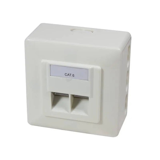Combi Inbouw + opbouwdoos CAT6 2x RJ45 RAL9010 - Networkdiscount.com