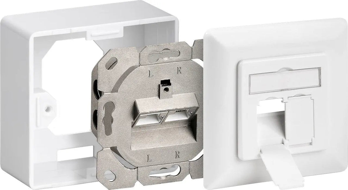 Combi Inbouw + opbouwdoos wit CAT6 2x RJ45 afgeschermd LSA 3.5 cm diep - Networkdiscount.com