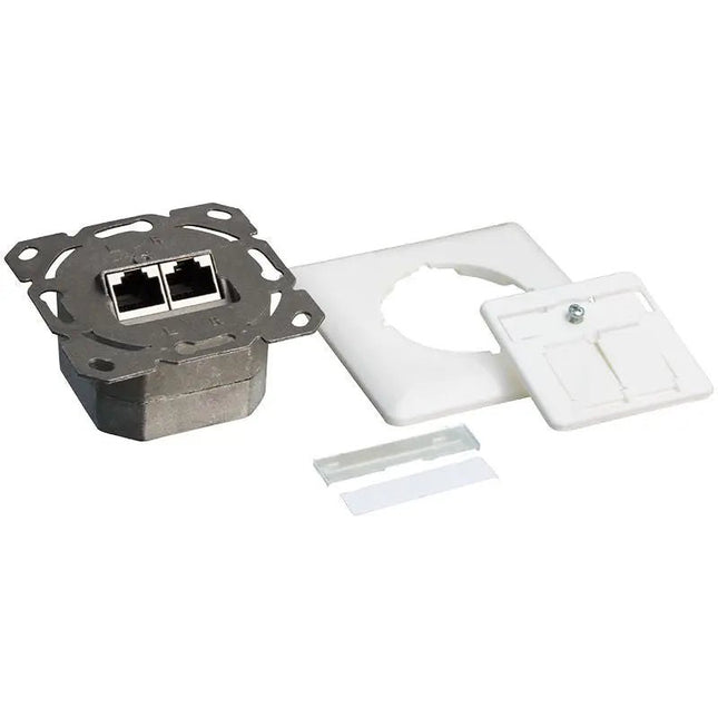 Inbouwdoos wit CAT6 2x RJ45 afgeschermd LSA RAL 9010 - Networkdiscount.com