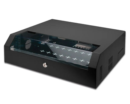 Wandkast, SOHO, slank, 156x525x475 mm 3U draaibaar, 2U vast, kleur zwart (RAL 9005) - Networkdiscount.com