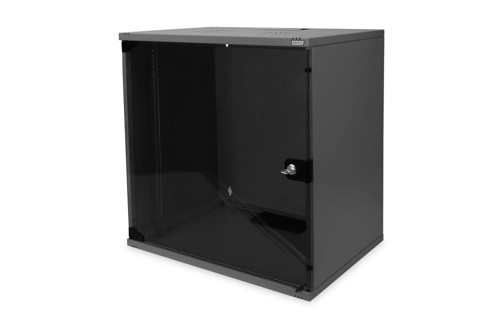 12U wandkast, SoHo, ongemonteerd 540x400x595 mm, glazen frontdeur, zwart (RAL 9005) - Networkdiscount.com