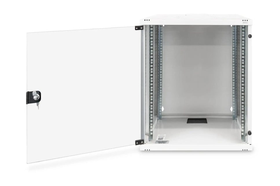 12U wandkast, SOHO, ongemonteerd 540x400x595mm, volledig glazen voordeur, grijs - Networkdiscount.com