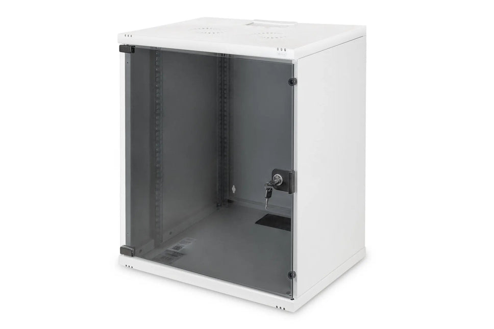 12U wandkast, SOHO, ongemonteerd 540x400x595mm, volledig glazen voordeur, grijs - Networkdiscount.com