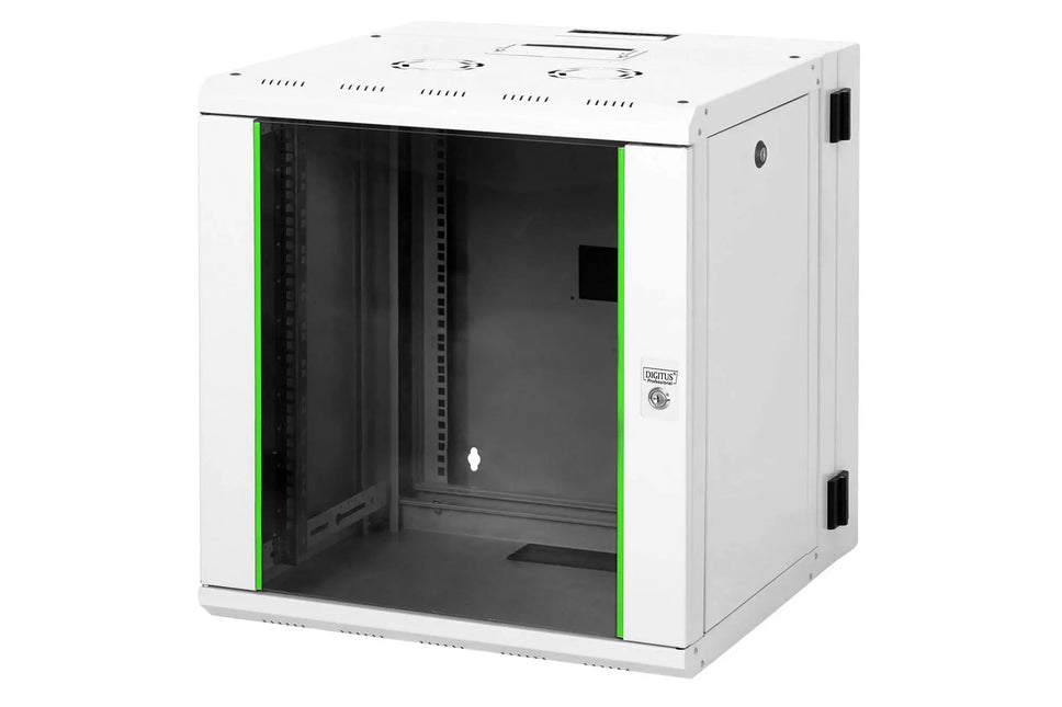 12U wandkast, Unique, 600x600x643 mm dubbel sectie, zwenkbaar, grijs (RAL 7035) - Networkdiscount.com