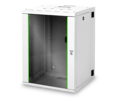 16U wandkast, Unique, 600x600x820 mm dubbel sectie, zwenkbaar, grijs (RAL 7035) - Networkdiscount.com