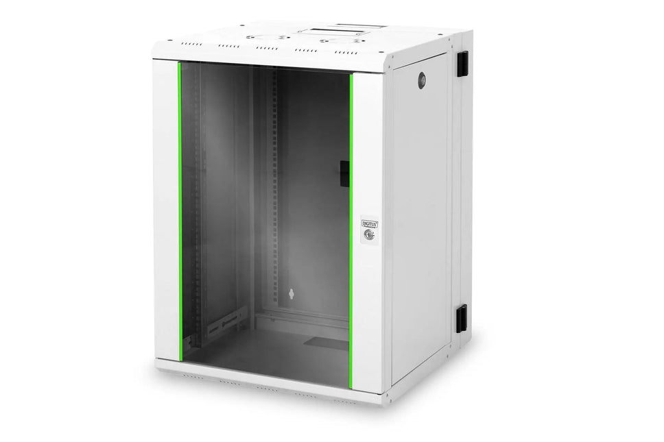 16U wandkast, Unique, 600x600x820 mm dubbel sectie, zwenkbaar, grijs (RAL 7035) - Networkdiscount.com