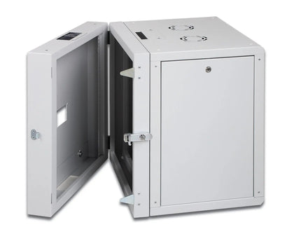 16U wandkast, Unique, 600x600x820 mm dubbel sectie, zwenkbaar, grijs (RAL 7035) - Networkdiscount.com