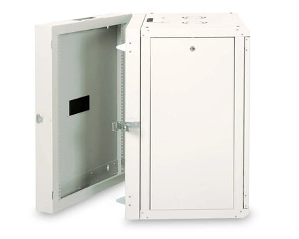 16U wandkast, Unique, 600x600x820 mm dubbel sectie, zwenkbaar, grijs (RAL 7035) - Networkdiscount.com