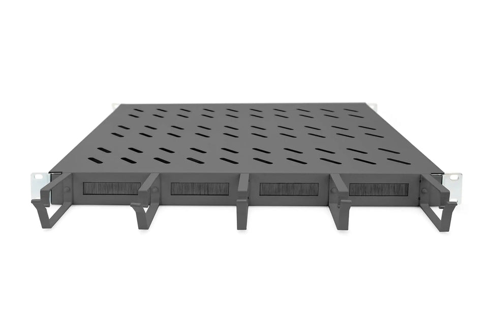 19 Inch 1U legbord vaste inbouw voor 600 mm diepe kasten incl. kabelmanagement, zwart - Networkdiscount.com