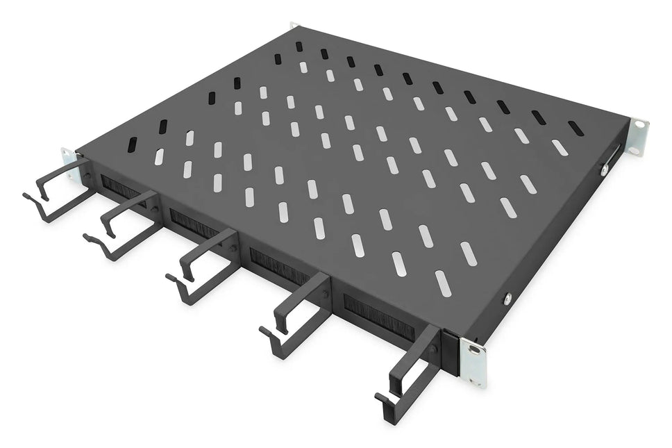 19 Inch 1U legbord vaste inbouw voor 600 mm diepe kasten incl. kabelmanagement, zwart - Networkdiscount.com