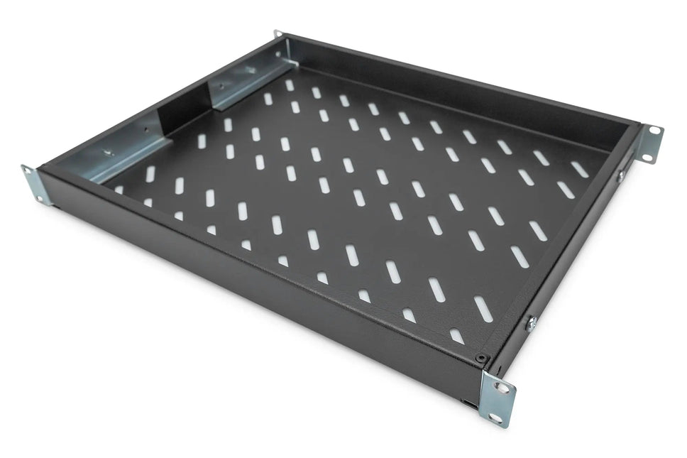 19 Inch 1U legbord voor 600 mm diepe rekken 43x483x358 mm, verstelbaar tot 550 mm diepte, zwart - Networkdiscount.com