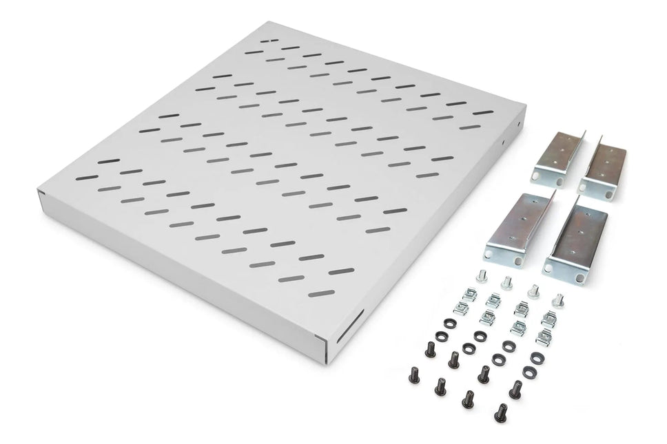 19 Inch 1U legbord voor 800 mm diepe rekken 43x484x508 mm, verstelbaar tot 700 mm diepte, grijs - Networkdiscount.com