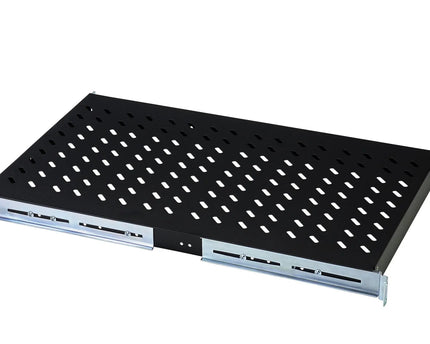 19 Inch 1U legbord voor rekken vanaf 1000 mm diepte 44x483x737 mm, tot 100 kg, zwart (RAL 9005) - Networkdiscount.com