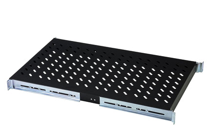 19 Inch 1U legbord voor rekken vanaf 1000 mm diepte 44x483x737 mm, tot 100 kg, zwart (RAL 9005) - Networkdiscount.com