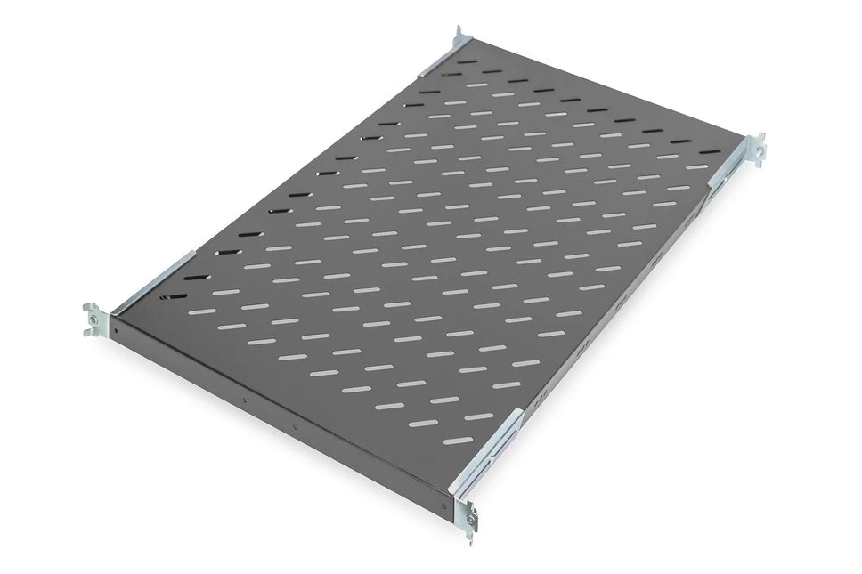 19 Inch 1U legbord voor rekken vanaf 1000 mm diepte 44x486x770 mm, tot 50 kg, zwart (RAL 9005) - Networkdiscount.com