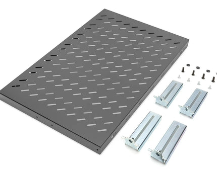 19 Inch 1U legbord voor rekken vanaf 1000 mm diepte 44x486x770 mm, tot 50 kg, zwart (RAL 9005) - Networkdiscount.com