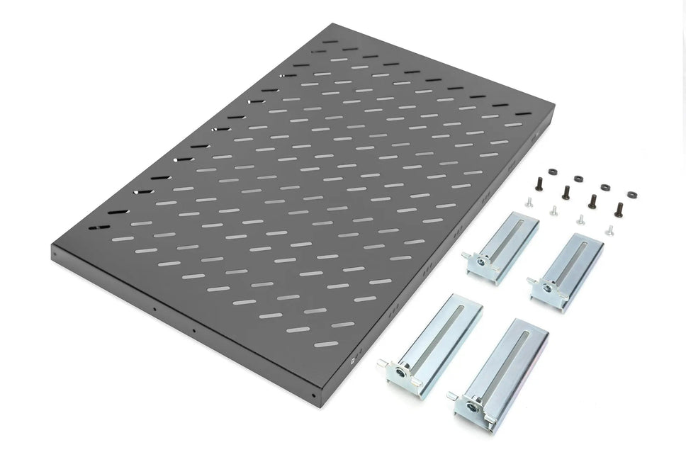 19 Inch 1U legbord voor rekken vanaf 1000 mm diepte 44x486x770 mm, tot 50 kg, zwart (RAL 9005) - Networkdiscount.com