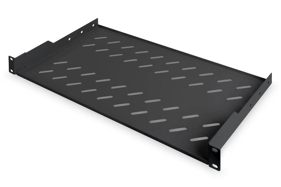 19 inch 1U legbord voor rekken vanaf 400 mm diepte 45x482x250 mm, tot 15 kg, zwart (RAL 9005) - Networkdiscount.com