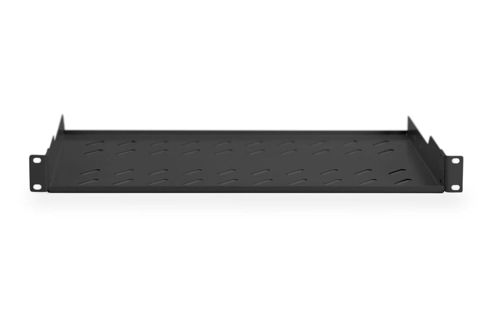 19 inch 1U legbord voor rekken vanaf 400 mm diepte 45x482x250 mm, tot 15 kg, zwart (RAL 9005) - Networkdiscount.com