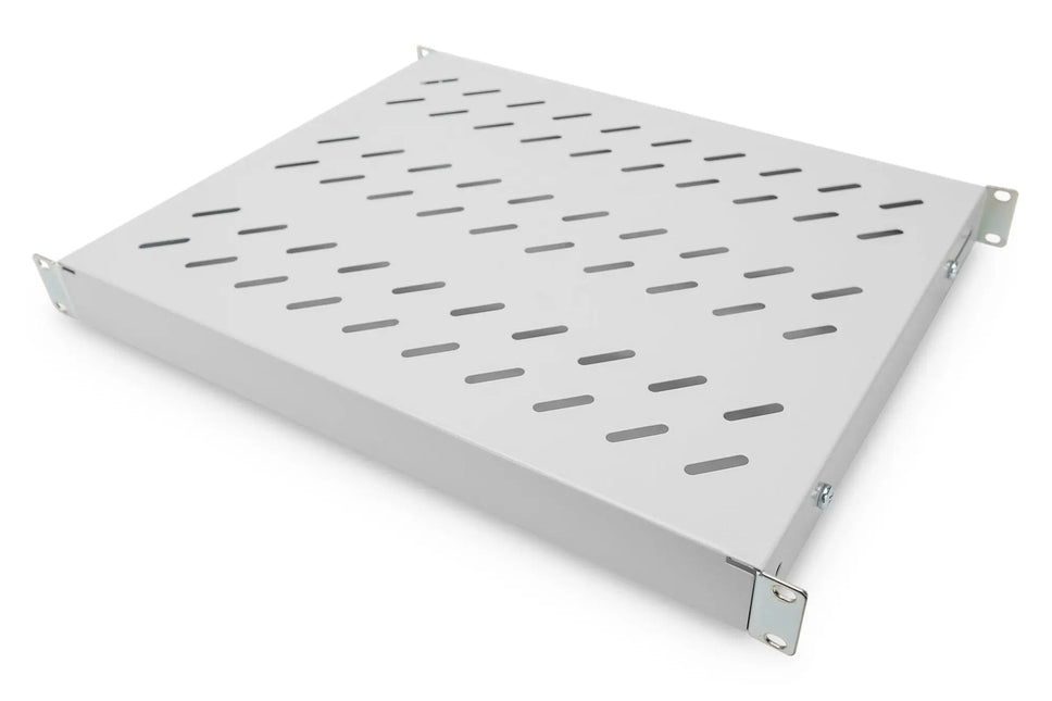 19 Inch 1U vaste plank voor 600 mm diepe rekken 44x483x358 mm, verstelbaar 350 - 550 mm diepte, grijs - Networkdiscount.com