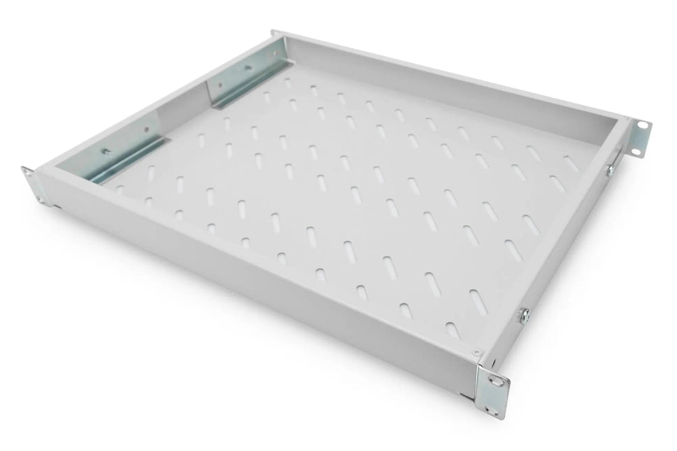 19 Inch 1U vaste plank voor 600 mm diepe rekken 44x483x358 mm, verstelbaar 350 - 550 mm diepte, grijs - Networkdiscount.com