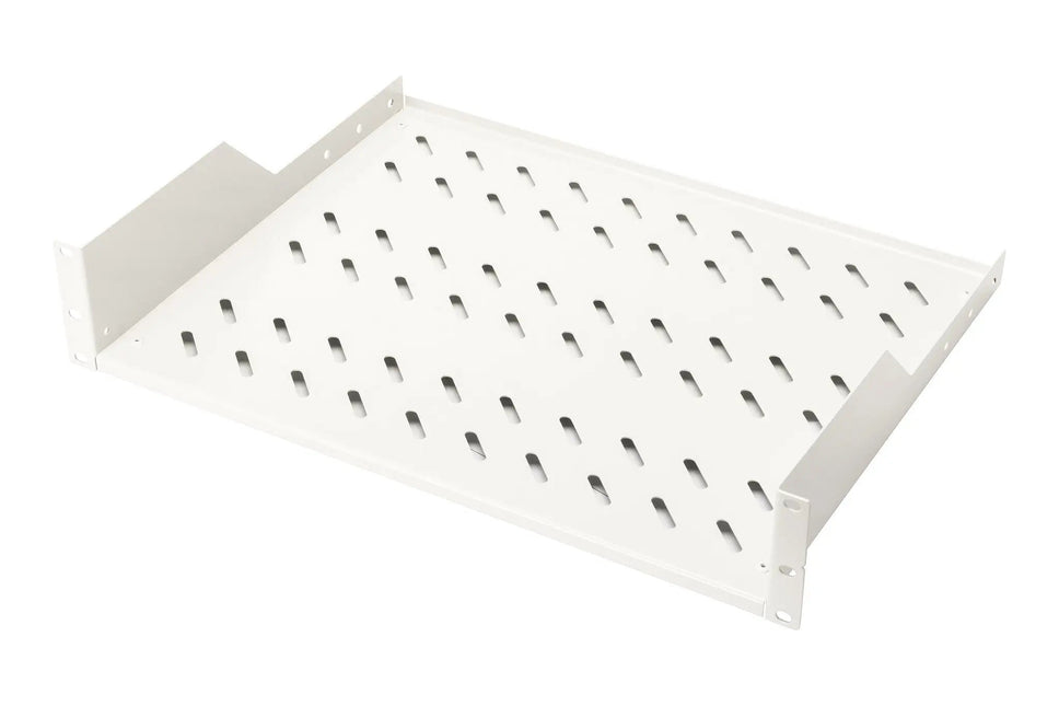 19 Inch 2U legbord voor rekken vanaf 450 mm diepte 88,5x483x352 mm, tot 25 kg, grijs (RAL 7035) - Networkdiscount.com