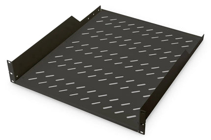 19 Inch 2U legbord voor rekken vanaf 800 mm diepte 88,5x482x552 mm, tot 25 kg, zwart (RAL 9005) - Networkdiscount.com