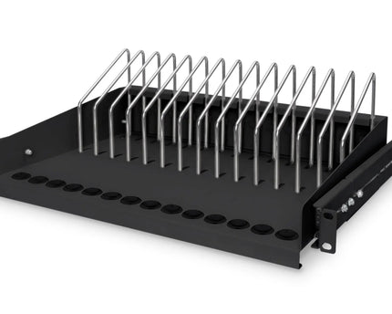 19 Inch uitschuifbaar legbord voor tablets, laptops, smartphones 175x483x340 mm, zwart (RAL 9005) - Networkdiscount.com