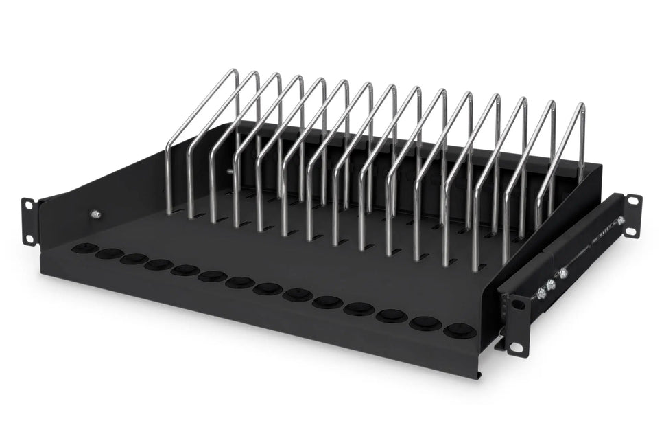 19 Inch uitschuifbaar legbord voor tablets, laptops, smartphones 175x483x340 mm, zwart (RAL 9005) - Networkdiscount.com