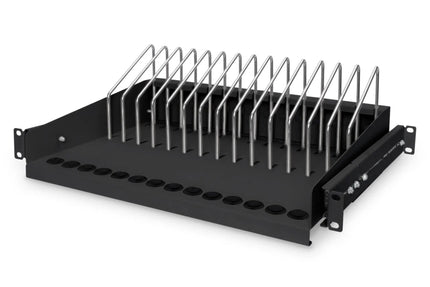 19 Inch uitschuifbaar legbord voor tablets, laptops, smartphones 175x483x340 mm, zwart (RAL 9005) - Networkdiscount.com