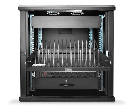 19 Inch uitschuifbaar legbord voor tablets, laptops, smartphones 175x483x340 mm, zwart (RAL 9005) - Networkdiscount.com