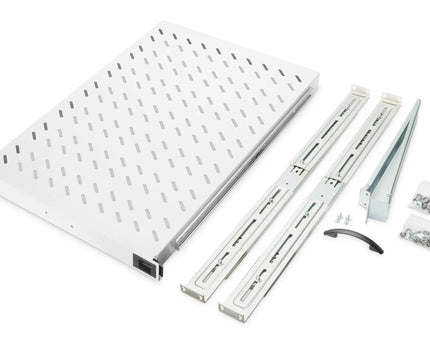 1U uitschuifbaar legbord voor 1000 mm diepe rekken 44x483x720 mm, tot 65 kg, grijs (RAL 7035) - Networkdiscount.com