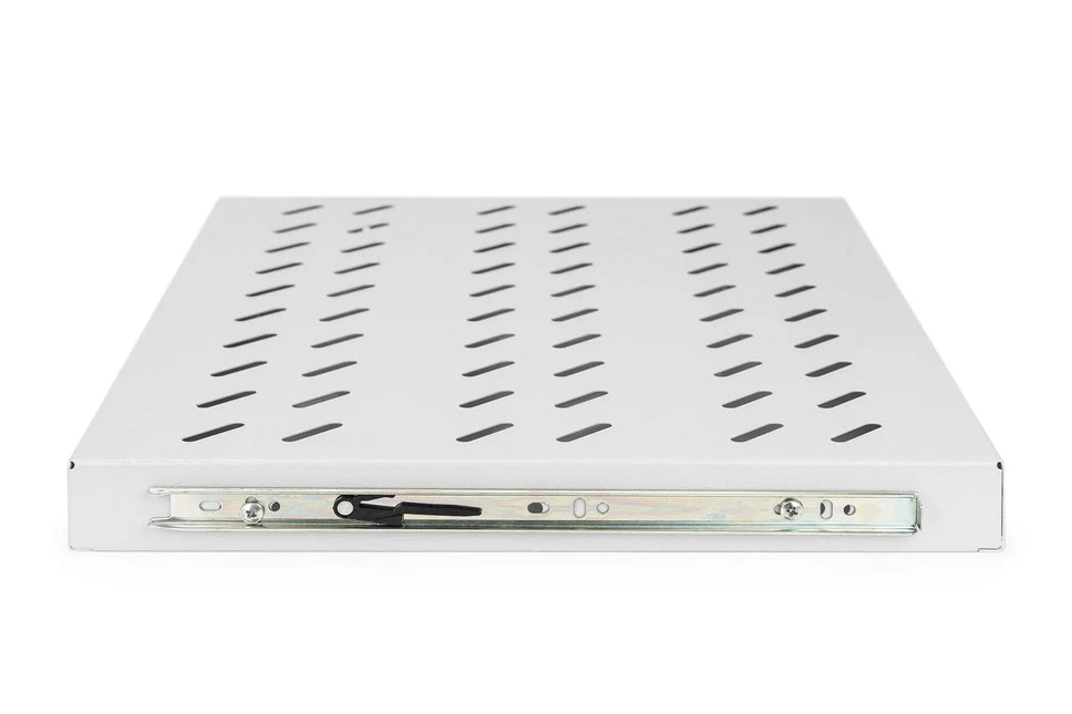 1U uitschuifbaar legbord voor 600 mm diepe rekken 40x485x368 mm, tot 25 kg, grijs (RAL 7035) - Networkdiscount.com
