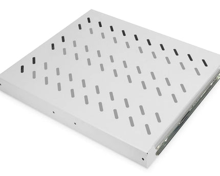 1U uitschuifbaar legbord voor 600 mm diepe rekken 40x485x368 mm, tot 25 kg, grijs (RAL 7035) - Networkdiscount.com