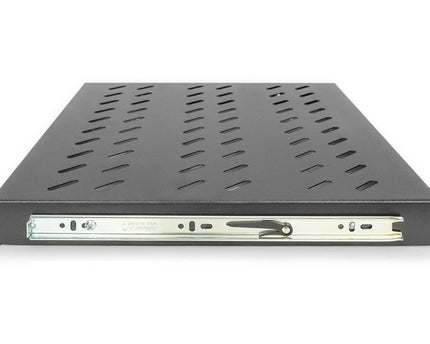 1U uitschuifbaar legbord voor 600 mm diepe rekken 40x485x368 mm, tot 25 kg, zwart (RAL 9005) - Networkdiscount.com