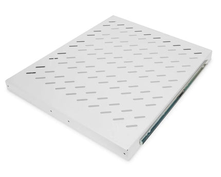 1U uitschuifbaar legbord voor 800 mm diepe rekken 40x484x568 mm, tot 25 kg, grijs (RAL 7035) - Networkdiscount.com