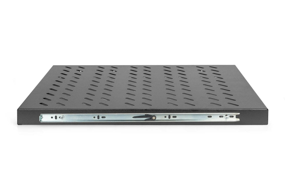 1U uitschuifbaar legbord voor 800 mm diepe rekken 40x484x568 mm, tot 25 kg, zwart (RAL 9005) - Networkdiscount.com
