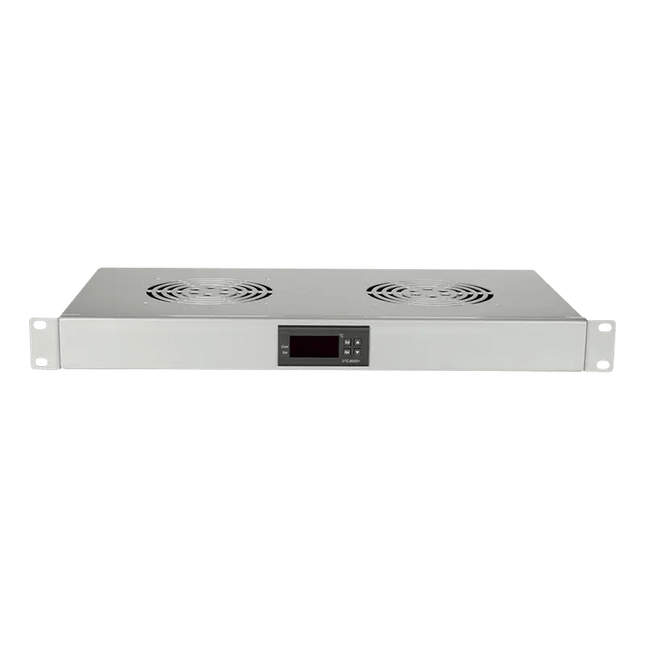 1U ventilatorunit met 2 ventilatoren, grijs 19 Inch - Networkdiscount.com