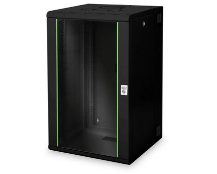 20U wandkast, Unique, 600x450x998 mm dubbel sectie, draaibaar, zwart (RAL 9005) - Networkdiscount.com