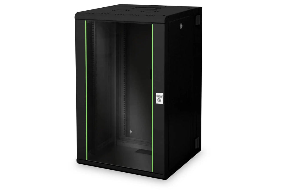 20U wandkast, Unique, 600x450x998 mm dubbel sectie, draaibaar, zwart (RAL 9005) - Networkdiscount.com