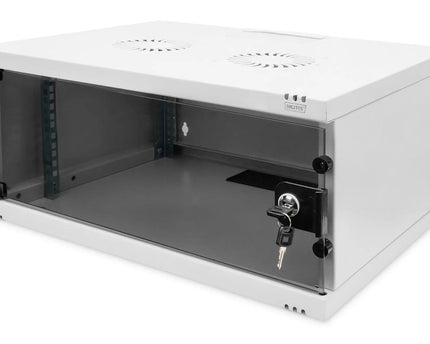 4U wandkast, SOHO, ongemonteerd 540x400x241 mm, volledig glazen frontdeur, grijs - Networkdiscount.com