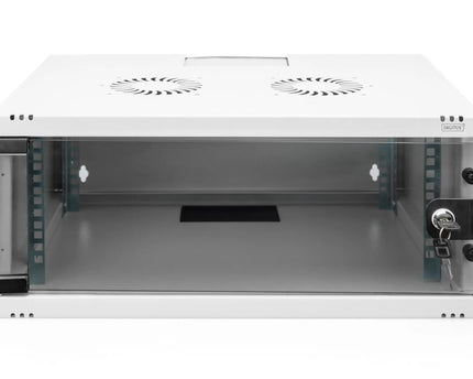 4U wandkast, SOHO, ongemonteerd 540x400x241 mm, volledig glazen frontdeur, grijs - Networkdiscount.com