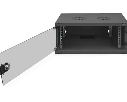4U wandkast, SOHO, ongemonteerd 540x400x241 mm, volledig glazen frontdeur, zwart - Networkdiscount.com