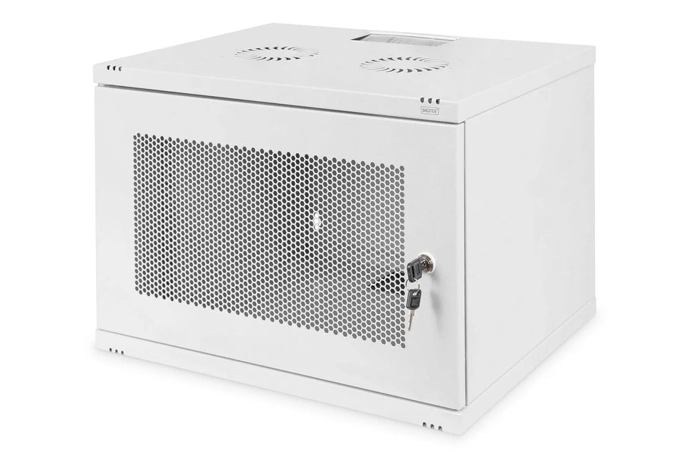 7U wandkast, SOHO, ongemonteerd 540x400x370 mm, geperforeerde frontdeur, grijs - Networkdiscount.com