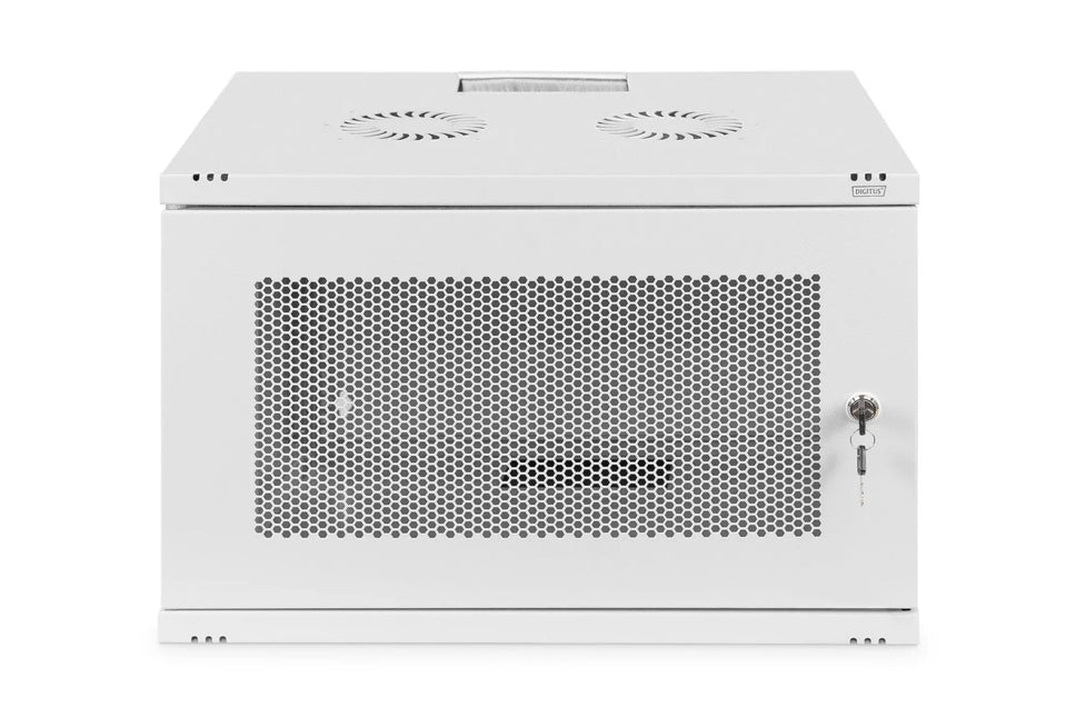 7U wandkast, SOHO, ongemonteerd 540x400x370 mm, geperforeerde frontdeur, grijs - Networkdiscount.com