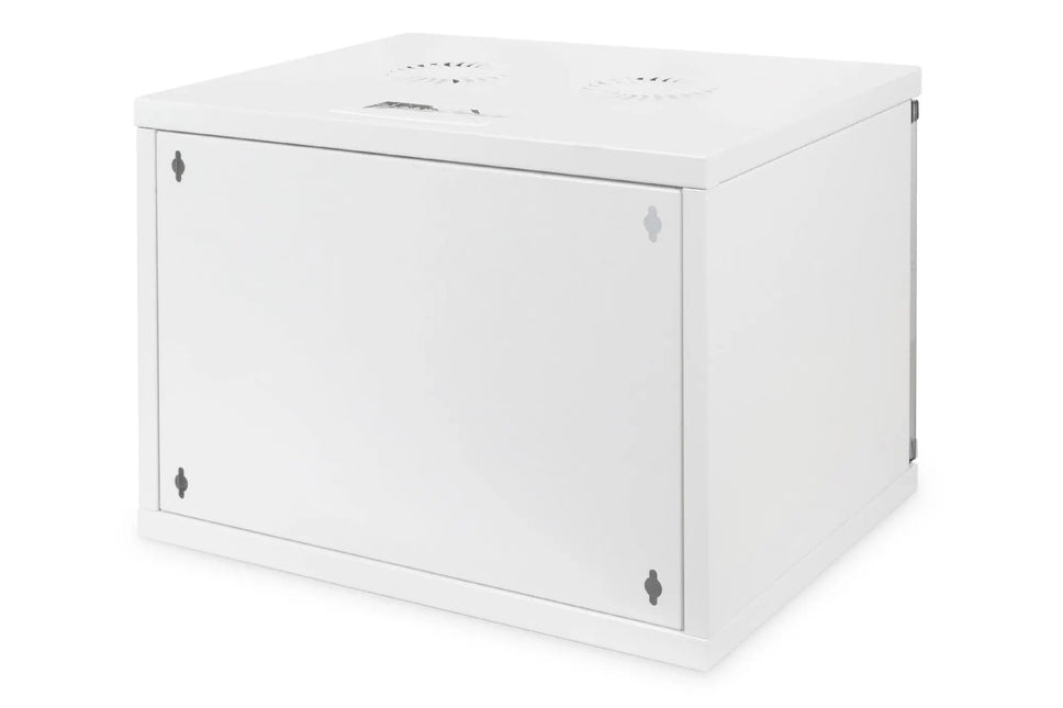 7U wandkast, SOHO, ongemonteerd 540x400x370 mm, volledig glazen voordeur, grijs - Networkdiscount.com